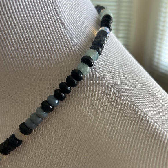 Neiman Marcus Necklace with Blue Faceted Stones and Pearls - Picture 3 of 4